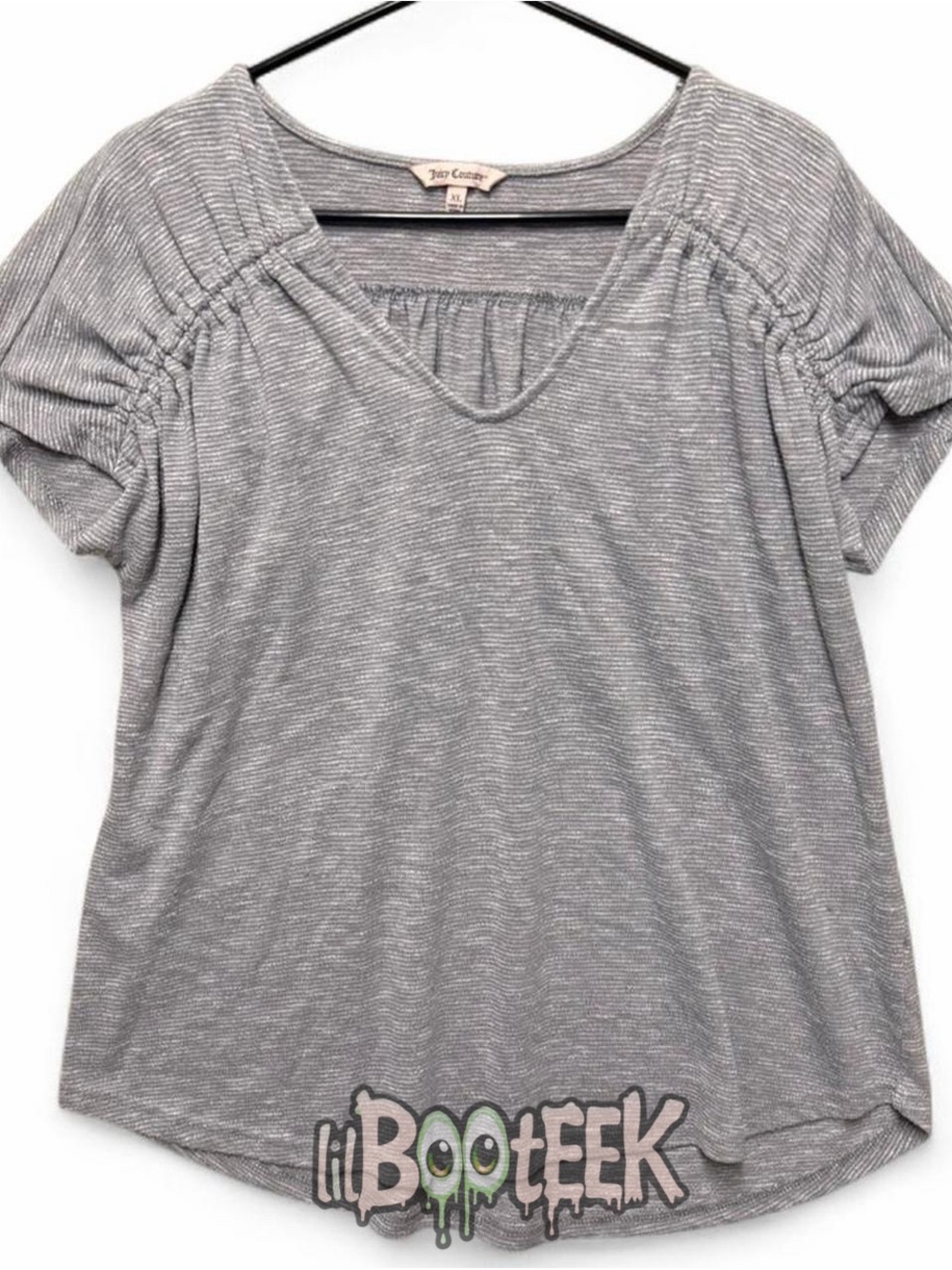 Juicy Couture Gray Short-Sleeve V-Neck Top
